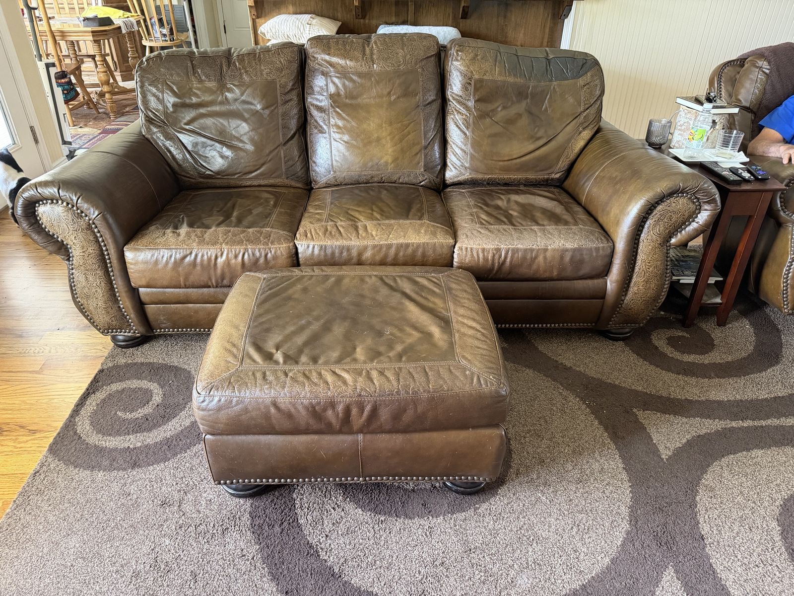 Couch ottoman and recliner