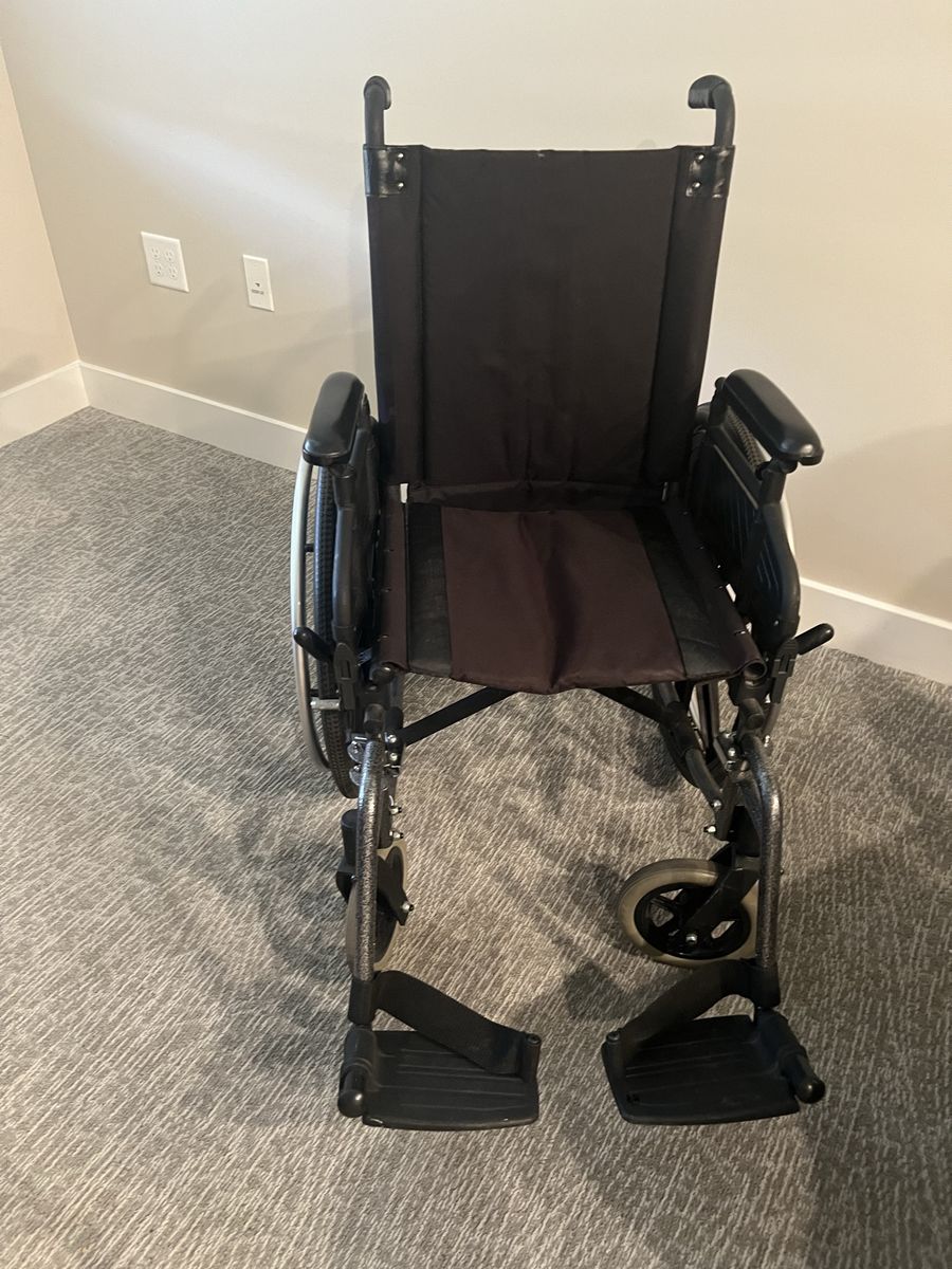 Standard Manual Folding Wheelchair with Padded Armrests & Footrests