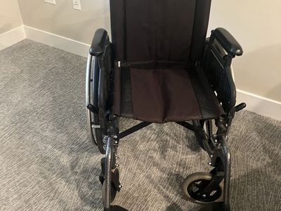 Standard Manual Folding Wheelchair with Padded Armrests & Footrests