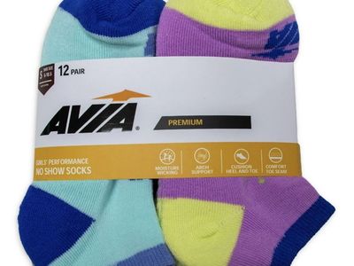 Avia Girls Performance No Show Socks 12 Pair Pack Size S (6-10.5)