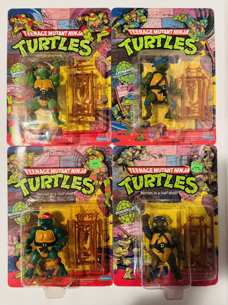 1988 TMNT figures vintage unpunched 10 Back MOC