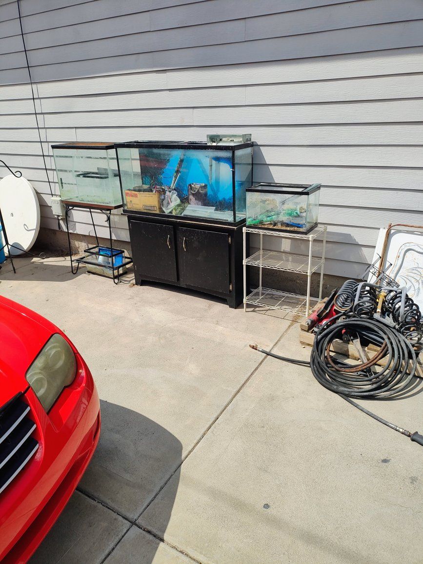 Glass Fish Tanks and Aquarium Stands Lot with Accessories 