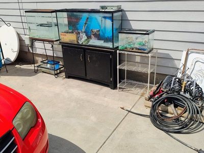 Glass Fish Tanks and Aquarium Stands Lot with Accessories