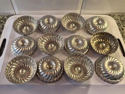Vintage Metal Jello Molds - Set of 12 Individual Fluted Swirl Molds