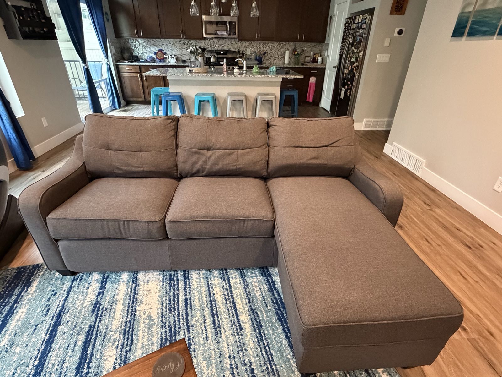 Gray Fabric Sofa with Reversible Chaise
