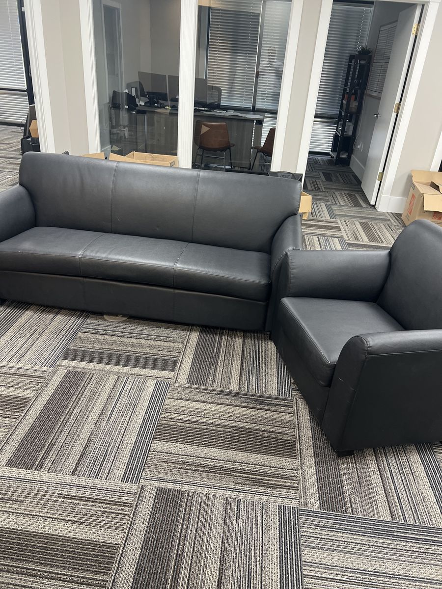 Black Leatherette Sofa & Armchair Set - Durable & Comfortable Seating