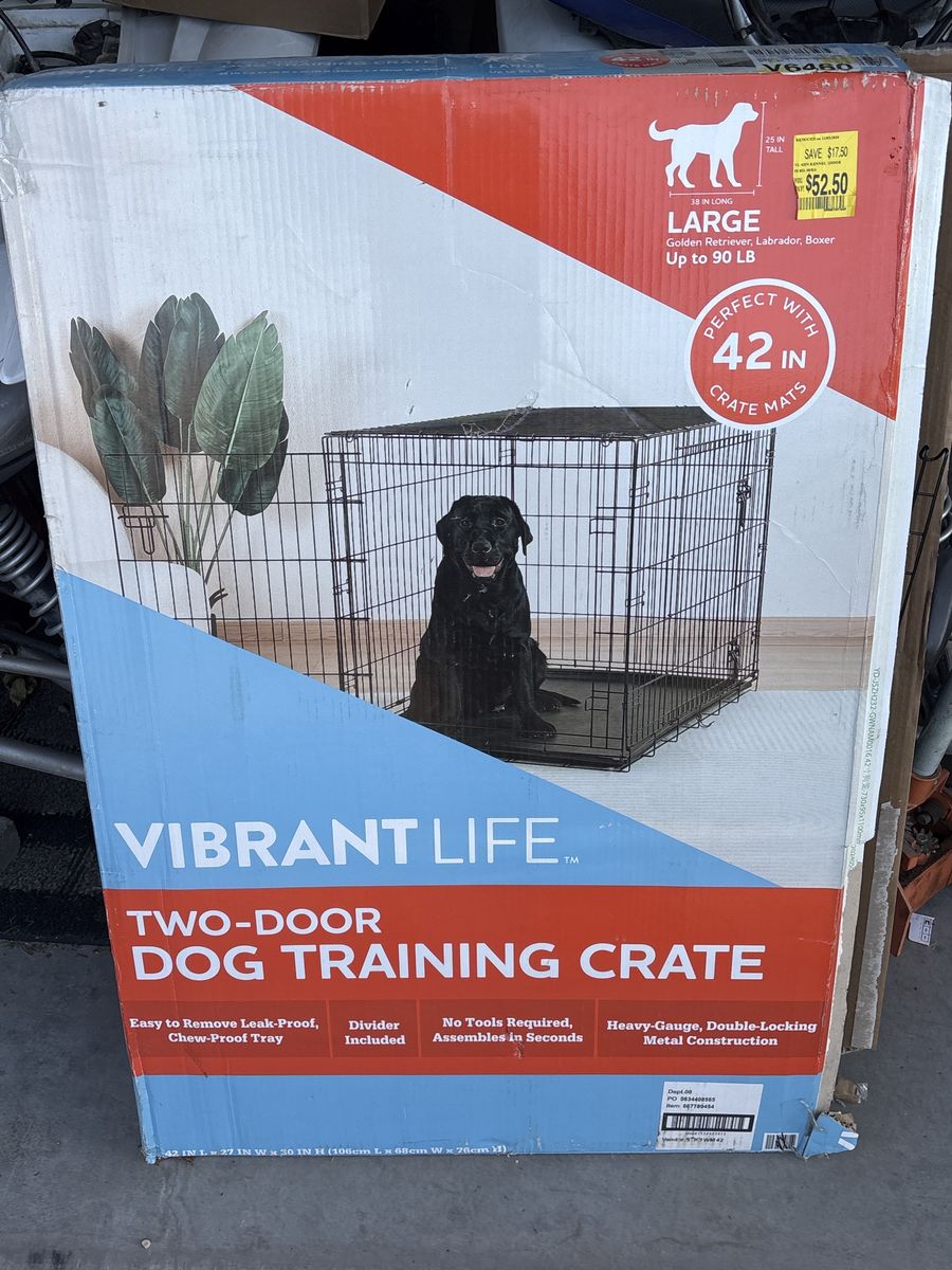 Two door dog training crate