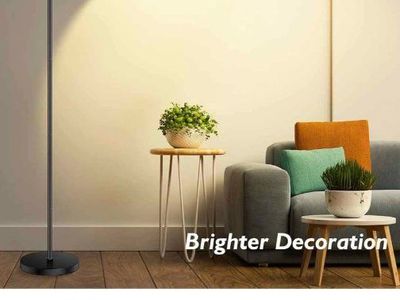 Adjustable Arm Industrial Style Floor Lamp - Matte Black & Brass Accent
