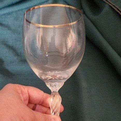 Gold rimmed wine and champagne Crystal glasses