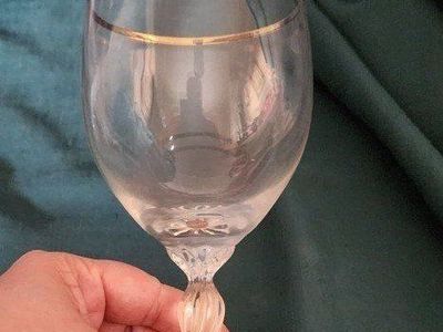 Gold rimmed wine and champagne Crystal glasses