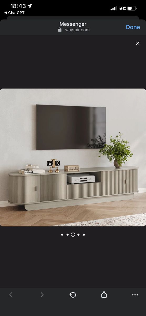 Fluted Tv Stand w/ Multiple Compartments