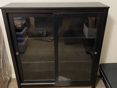 IKEA Hemnes sliding glass door wooden bookshelf