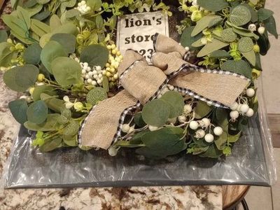 Spring wreath with hanger and porch mat