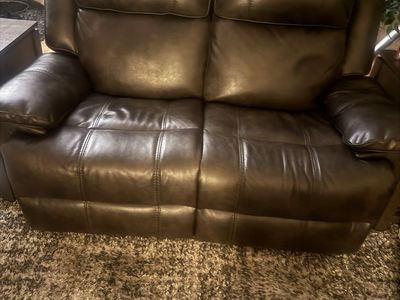Brown Leather-Look Electric Reclining Couch Set - 2 Loveseats & 1 Chair with Charging Ports