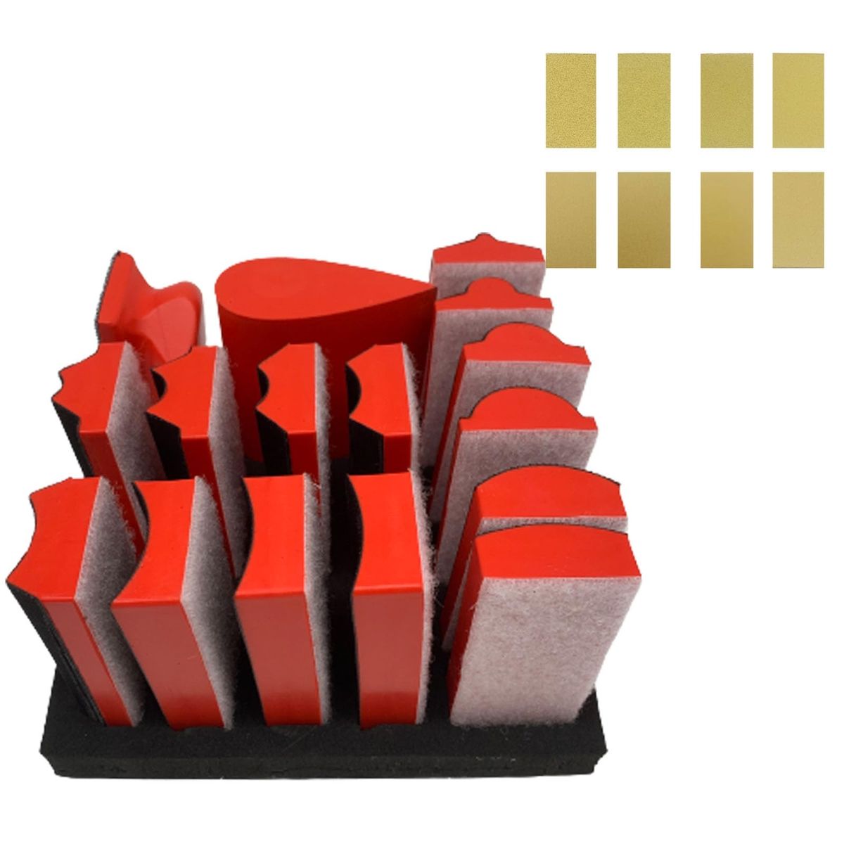 Contour Sanding Block Set with Sandpaper Sheets - 16 Foam Profiles for Woodworking & Auto Body