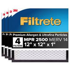 Filtrete Air Filter 1" MRP 2500 MERV 14, 12 x 12 x 1, 4-pack   2021283  #107220