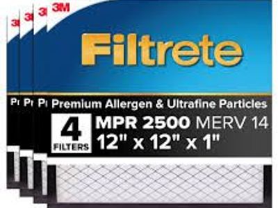 Filtrete Air Filter 1" MRP 2500 MERV 14, 12 x 12 x 1, 4-pack 2021283 #107220
