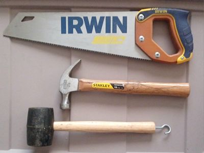 IRWIN Hand Saw, STANLEY 13oz Claw Hammer, Rubber Mallet Tool Set
