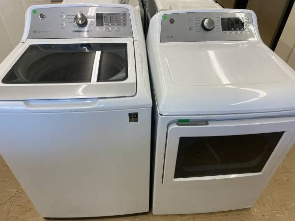 GE Top Load Washer & Electric Dryer Set +  Delivery - White Appliances