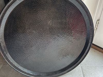 Pottery Barn Extra Large Round Hammered Black Candle Tray - 15" Diameter