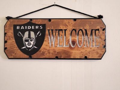 Las Vegas Raiders Welcome Wooden Hanging Sign