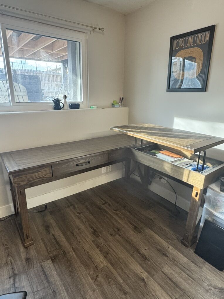 L Shaped Sit/Stand Desk