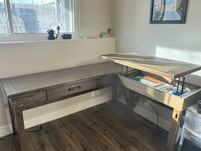 L Shaped Sit/Stand Desk