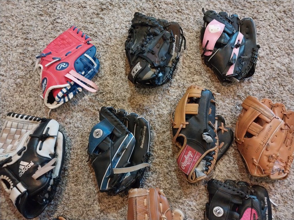 youth t-ball, baseball, softball mitts (bats too)