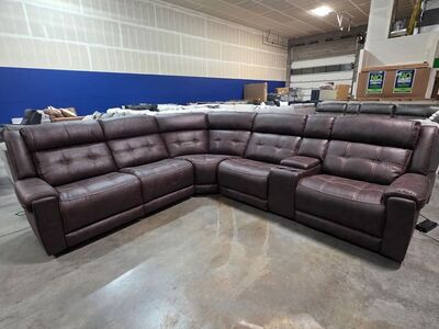 DARK BROWN 6PC POWER RECLINING SECTIONAL