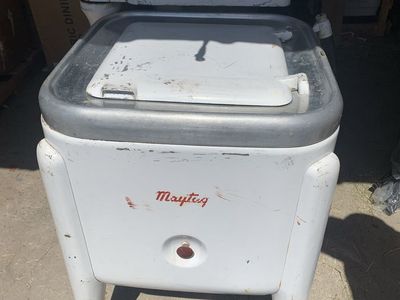 Antique vintage washing machine, garden plantar