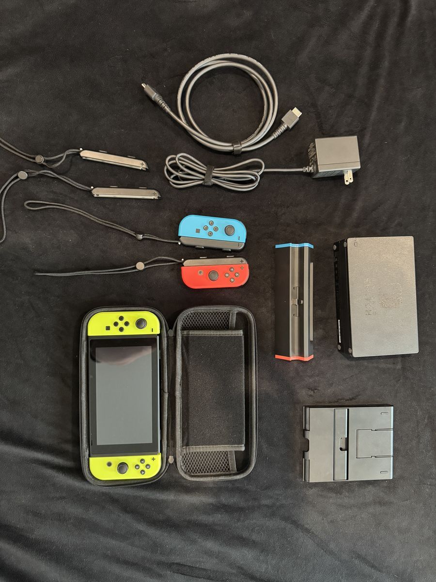 Nintendo Switch Bundle – 2 Joy-Con Sets, Travel Dock, Case & Extras