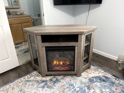 Corner TV Stand with Electric Fireplace