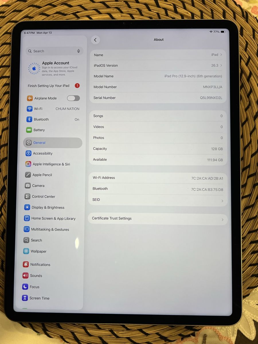 12.9" Ipad Pro 128gb