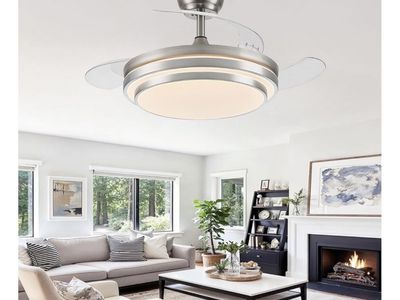 FIDGRA 48 Inch Fandelier Ceiling Fan with Light, Retractable Ceiling Fan...