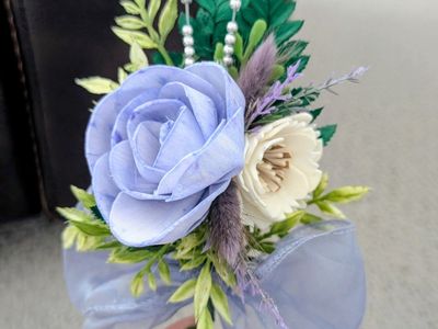 Soft Sola wood flower corsage or boutonniere,