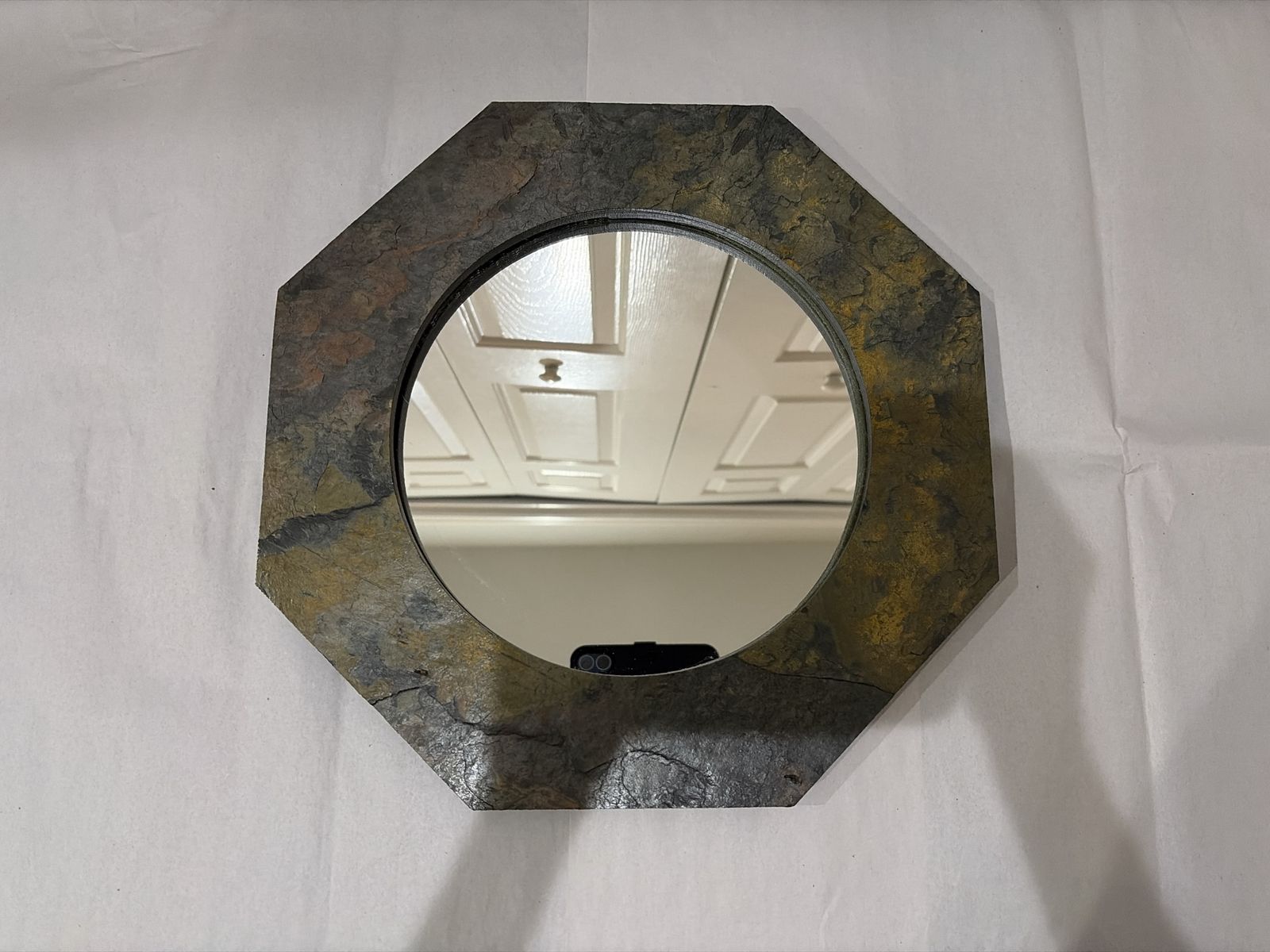 Octagonal Wall Mirror with Natural Slate Stone Frame