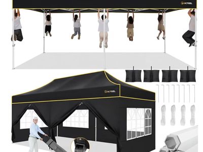 Hoteel 10x20 Pop Up Canopy Tent Heavy Duty with 6 Sidewalls, Waterproof Party Tent, Easy Set-up Commercial Instant Tents with Ro