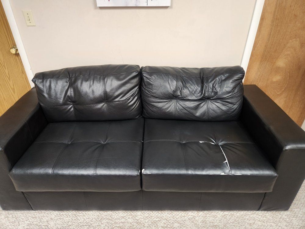 faux leather couch