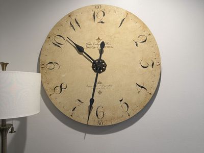 Large Vintage Style Round Wall Clock with Distressed Crackle Finish