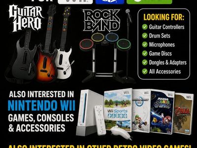 Wanted: Guitar Hero/Rock Band Items (Wii, PS, Xbox) & Retro Video Games (Nintendo, PlayStation)