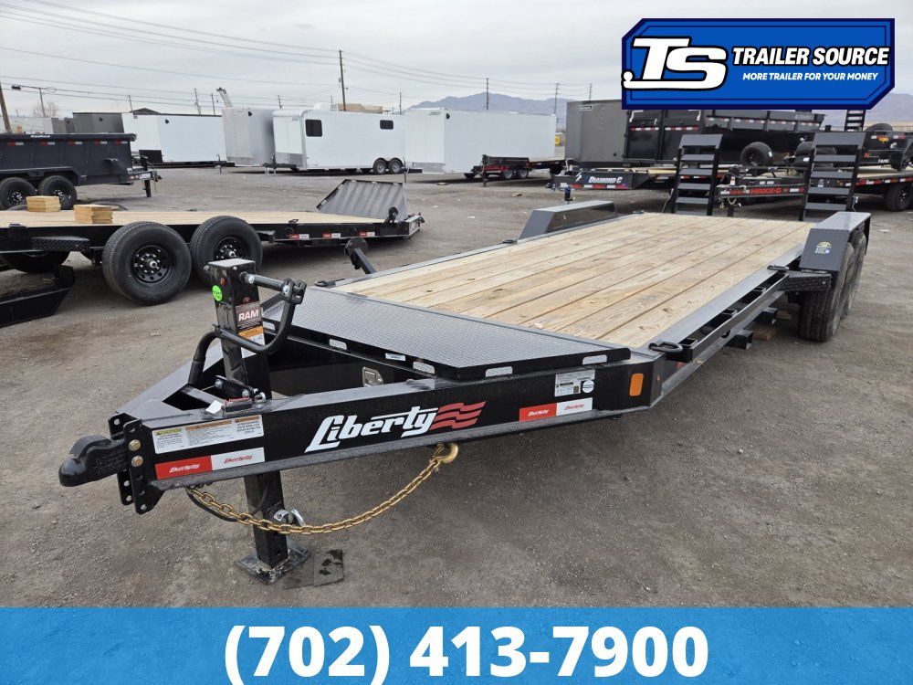 7x20 Liberty LE Channel Equipment Trailer - 15.4K GVWR Stand Up Ramps