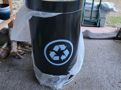 WITT Industries 18 Gal. Black Steel Recycling Trash Can with Built-in Lid & Liner