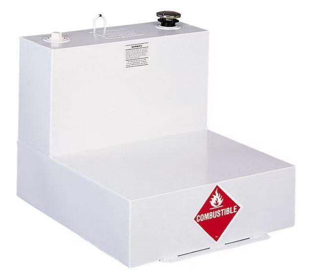 Delta Jobox 51 Gallon L-Shaped Steel Liquid Transfer Tank in White Dodge Ram Chevy Duramax Ford F350 Super Duty Part 482000
