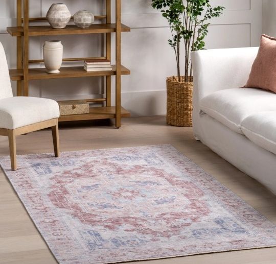 Salome LPME07A Machine Washable Area Rug 5ft x 8ft Rust