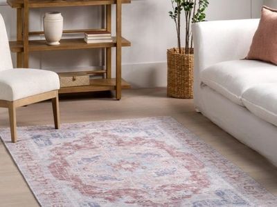 Salome LPME07A Machine Washable Area Rug 5ft x 8ft Rust