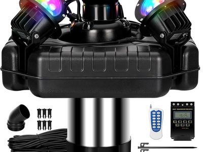NEW Pond Fountain Aerator 4 RGB Lights, 1HP Stainless Steel Floating Pond Pump, 100FT Power Cord, Programmable, etc.