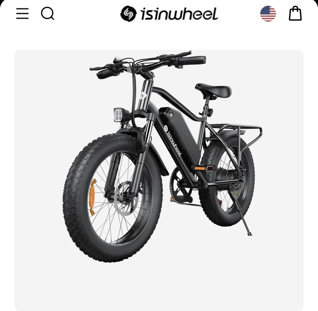 Isinwheel M10 Electric Fat Tire Bike - Black - New in Box
