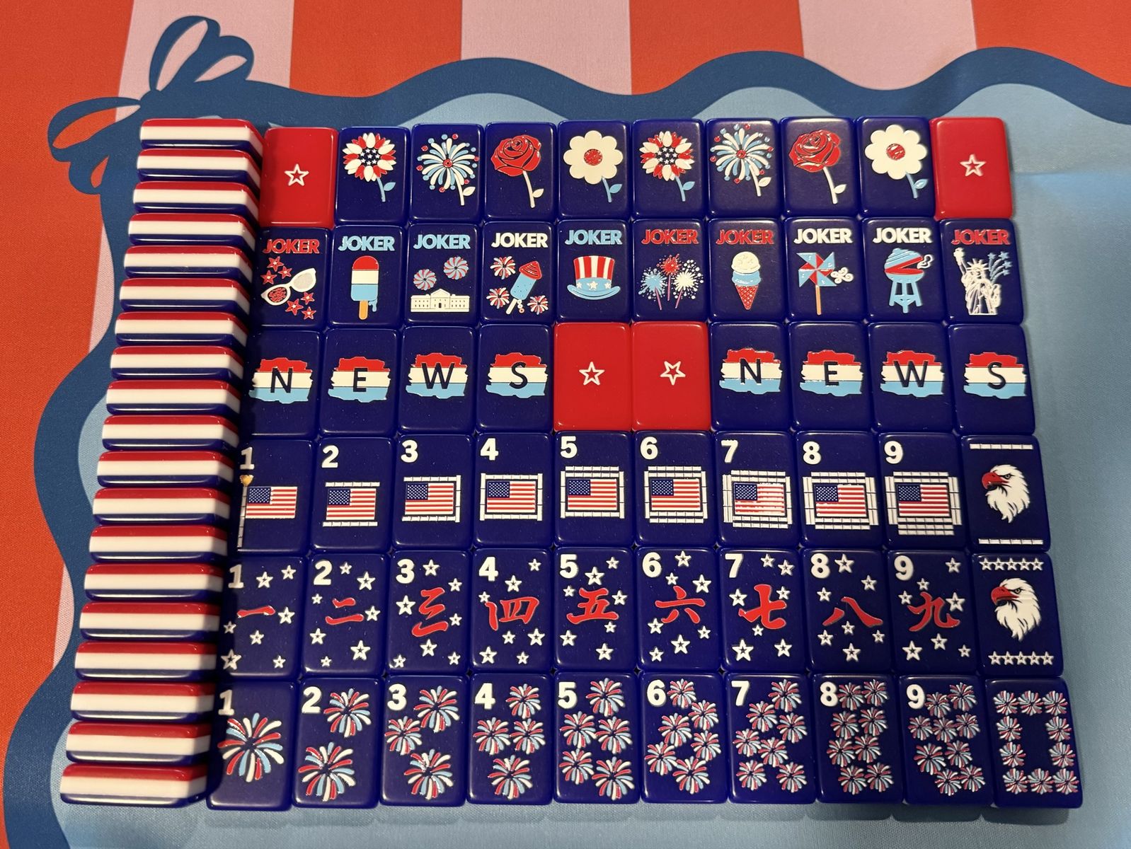 Patriotic Themed Mahjong Tiles Set