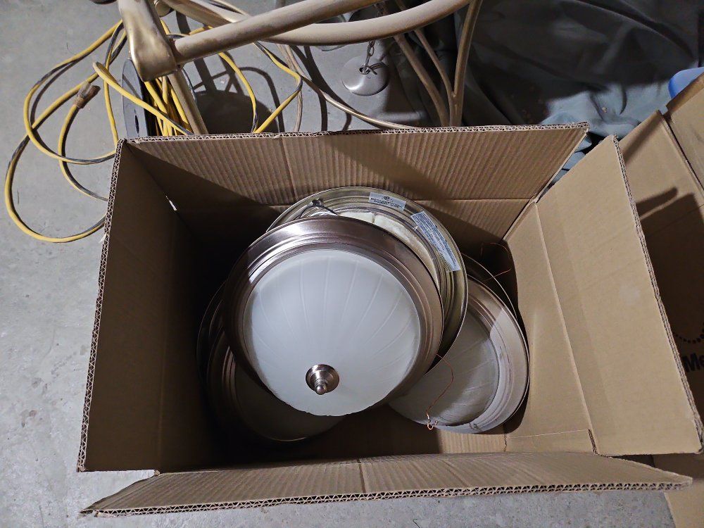Used Flush Mount Ceiling Lights (6-Pack) - Brushed Nickel Finish, Frosted Glass
