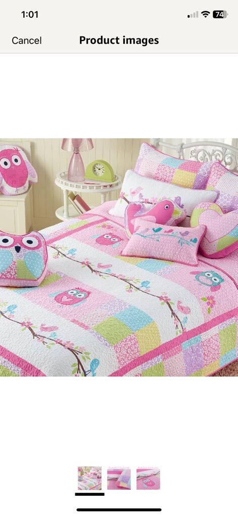 NEW Twin Soze Quilt Girls Bedding Owl patchwork